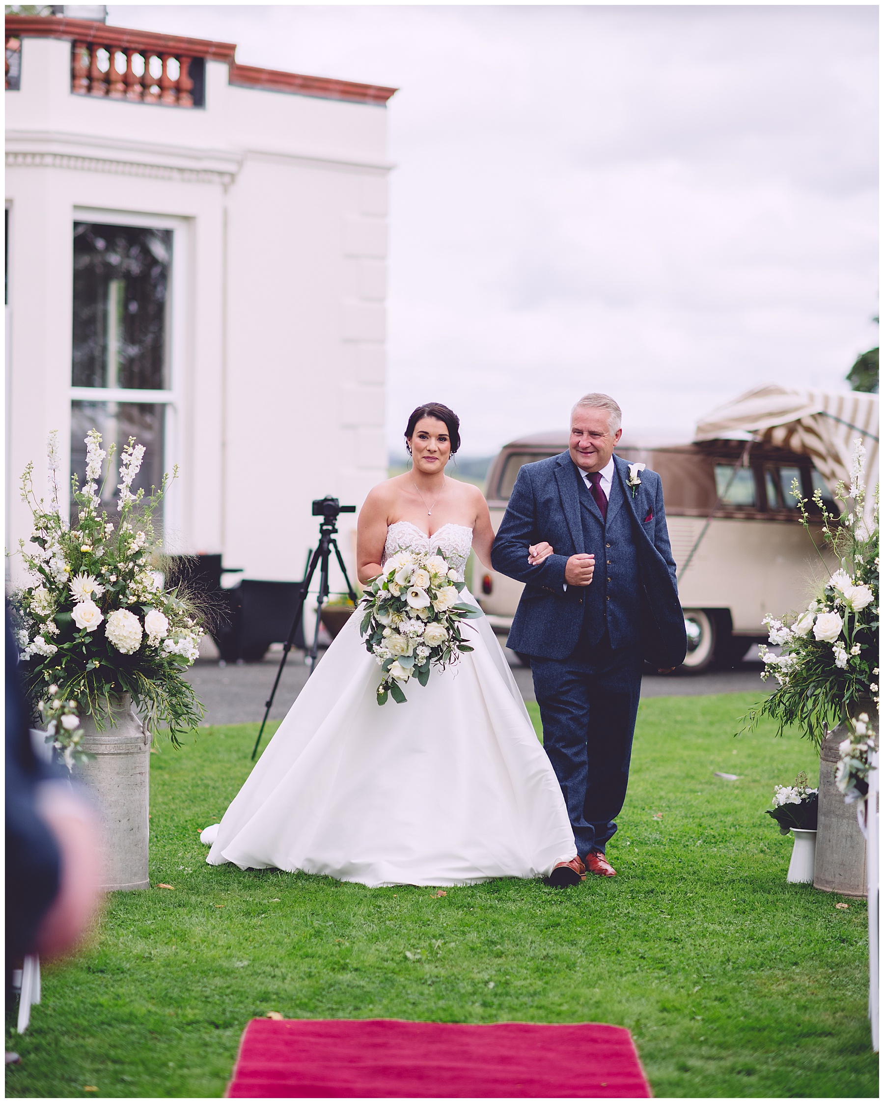 Bride and Father of the Bride at Mansion House Llansteffan