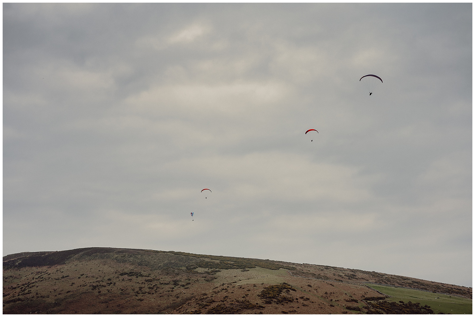 Hang Gliders Over Rhossili Downs