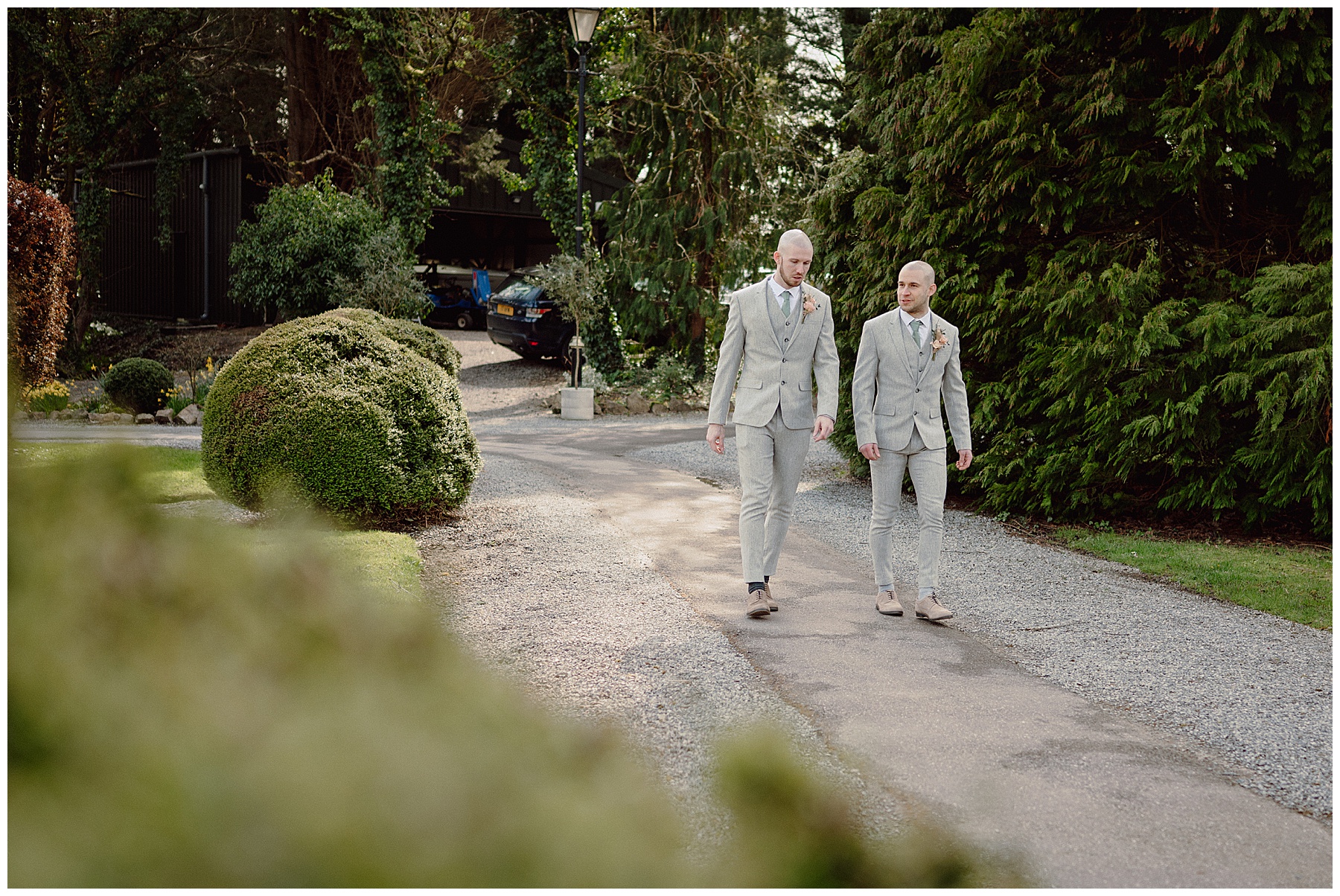 Groom and Best Man Arriving for Pencoed House Wedding