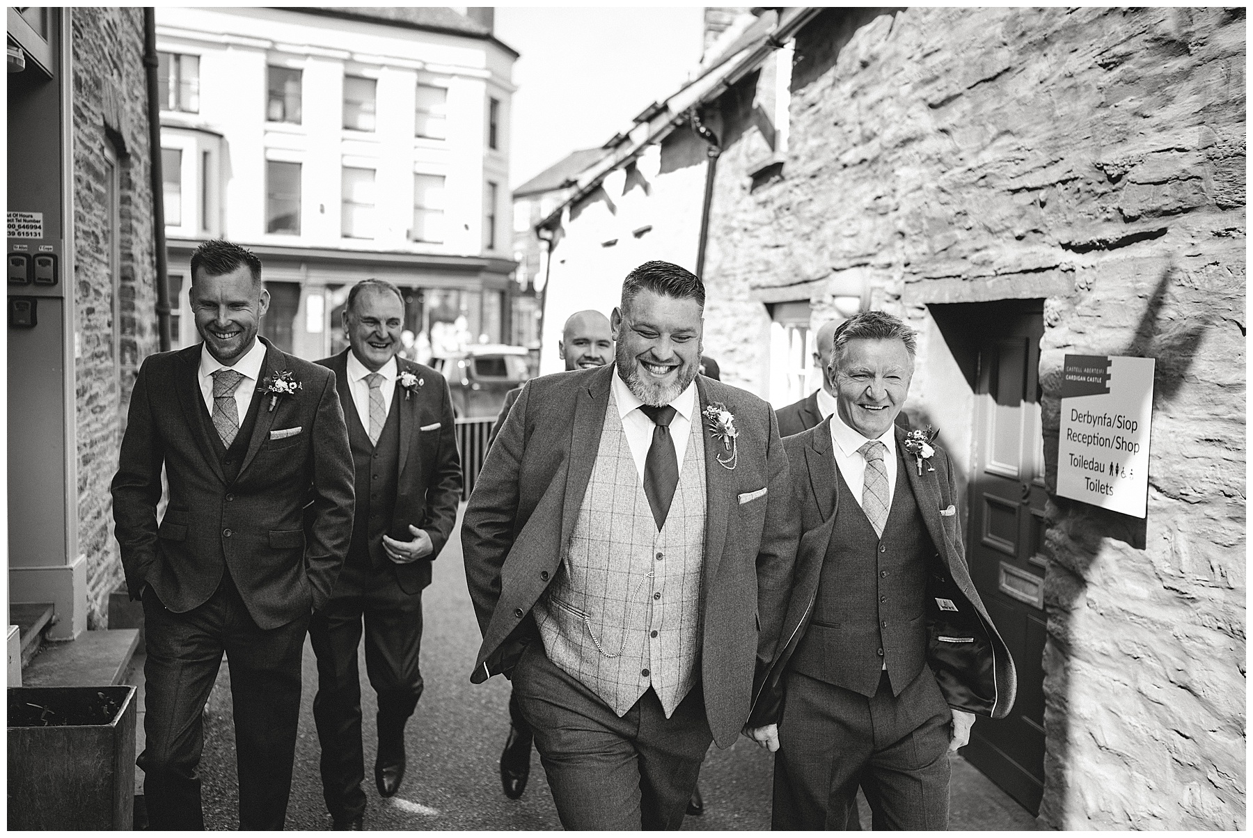 Groomsmen Arriving at Cardigan Castle Wedding