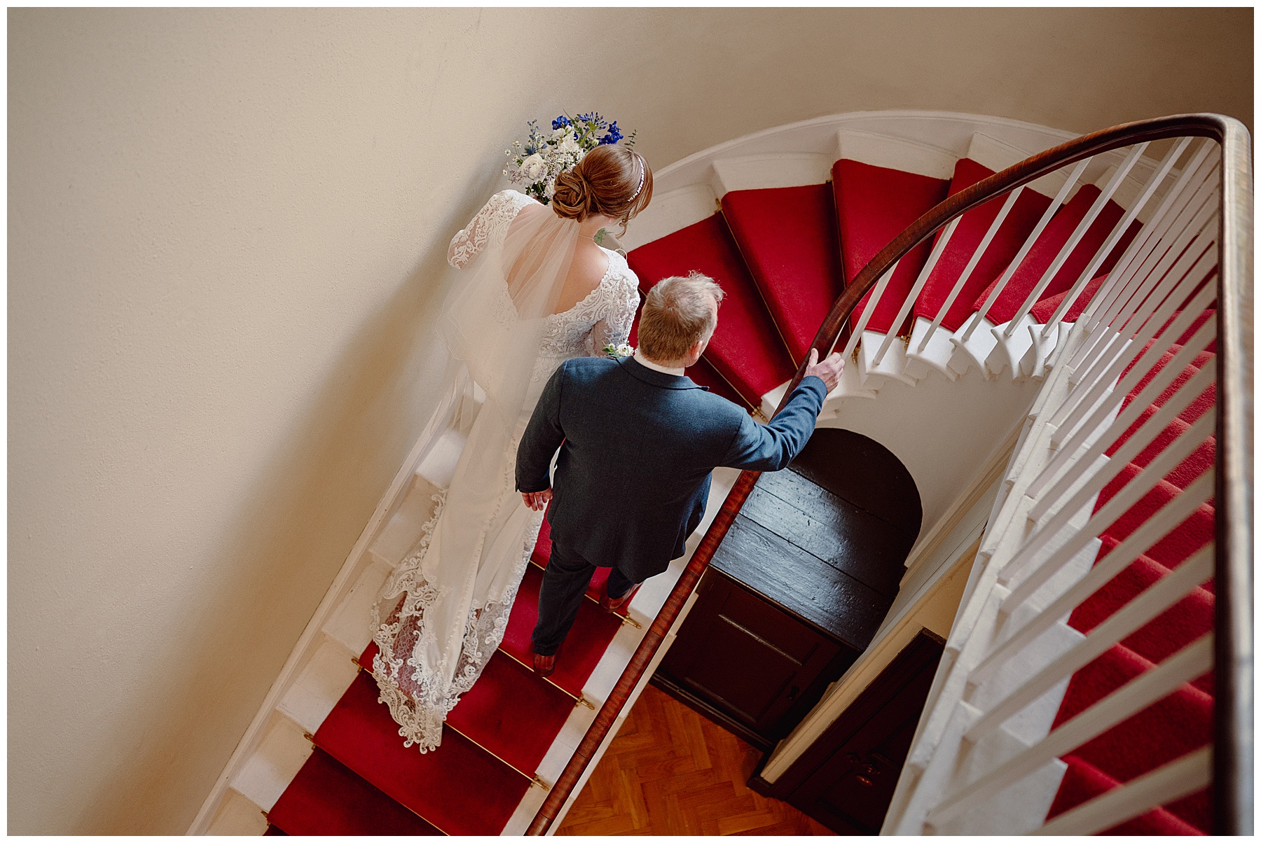 Staircase to the Tower Room at Cardigan Castle Wedding