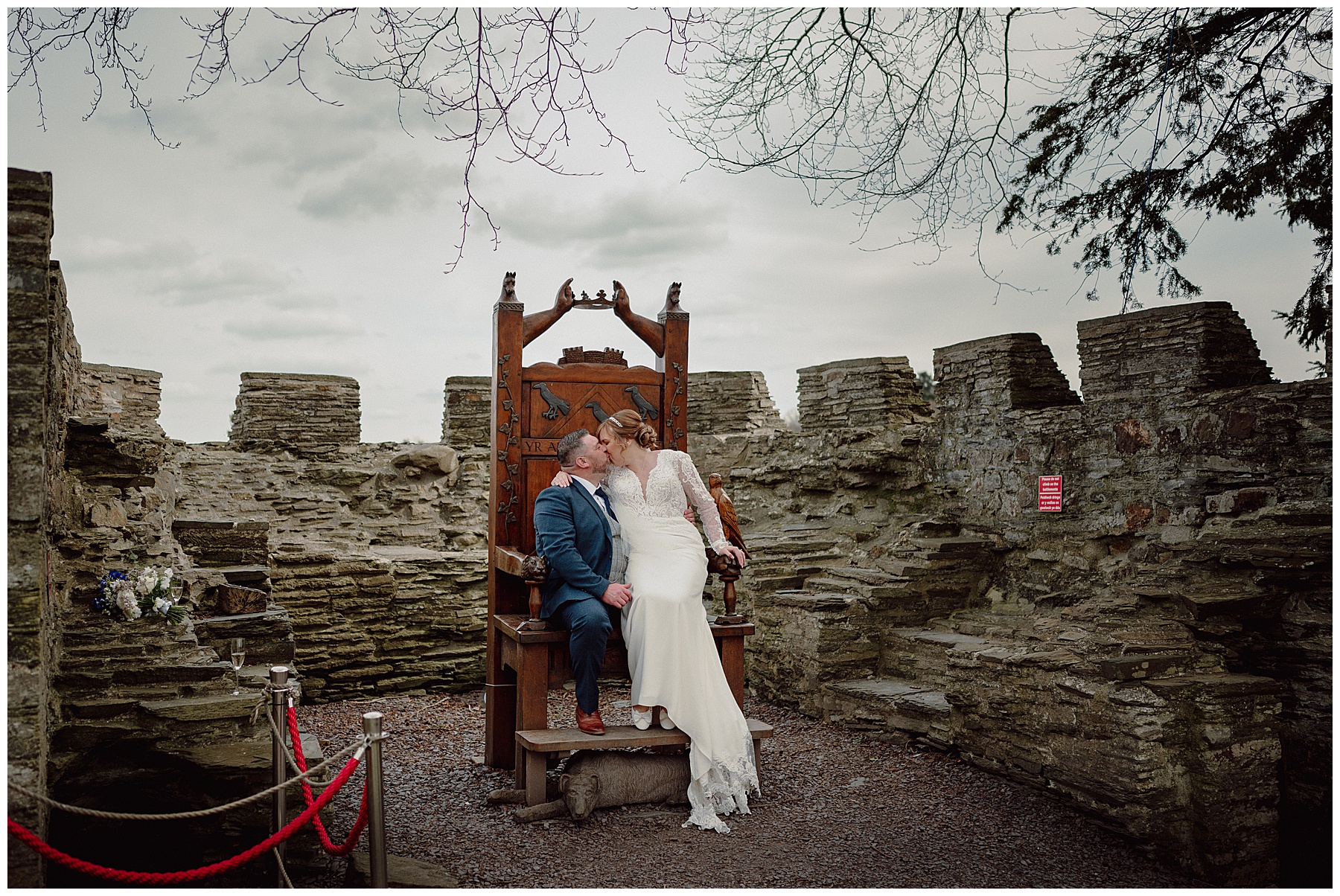 Cardigan Castle Wedding Photos of Bride & Groom