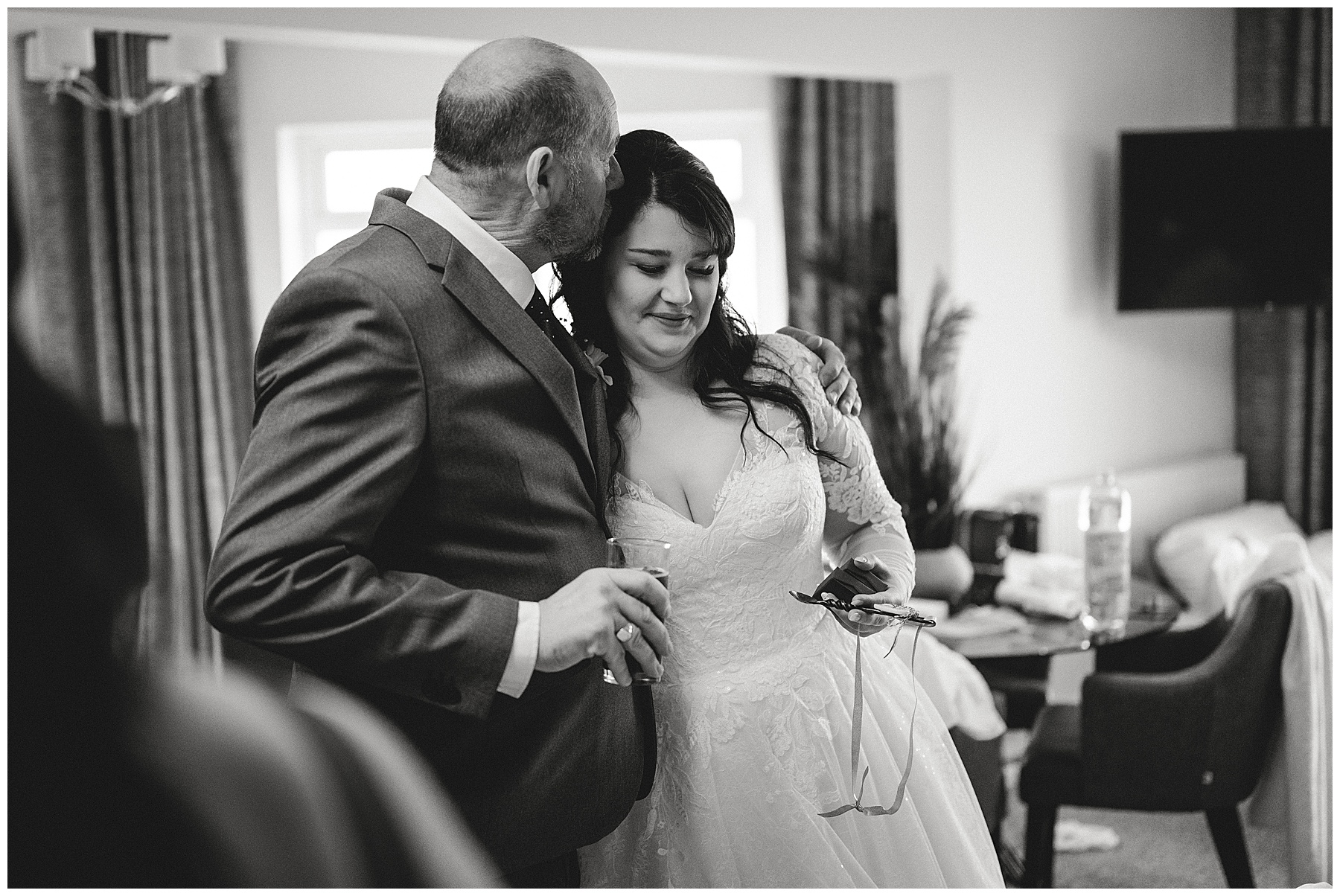 Bride and Dad at Cliff Hotel Cardigan