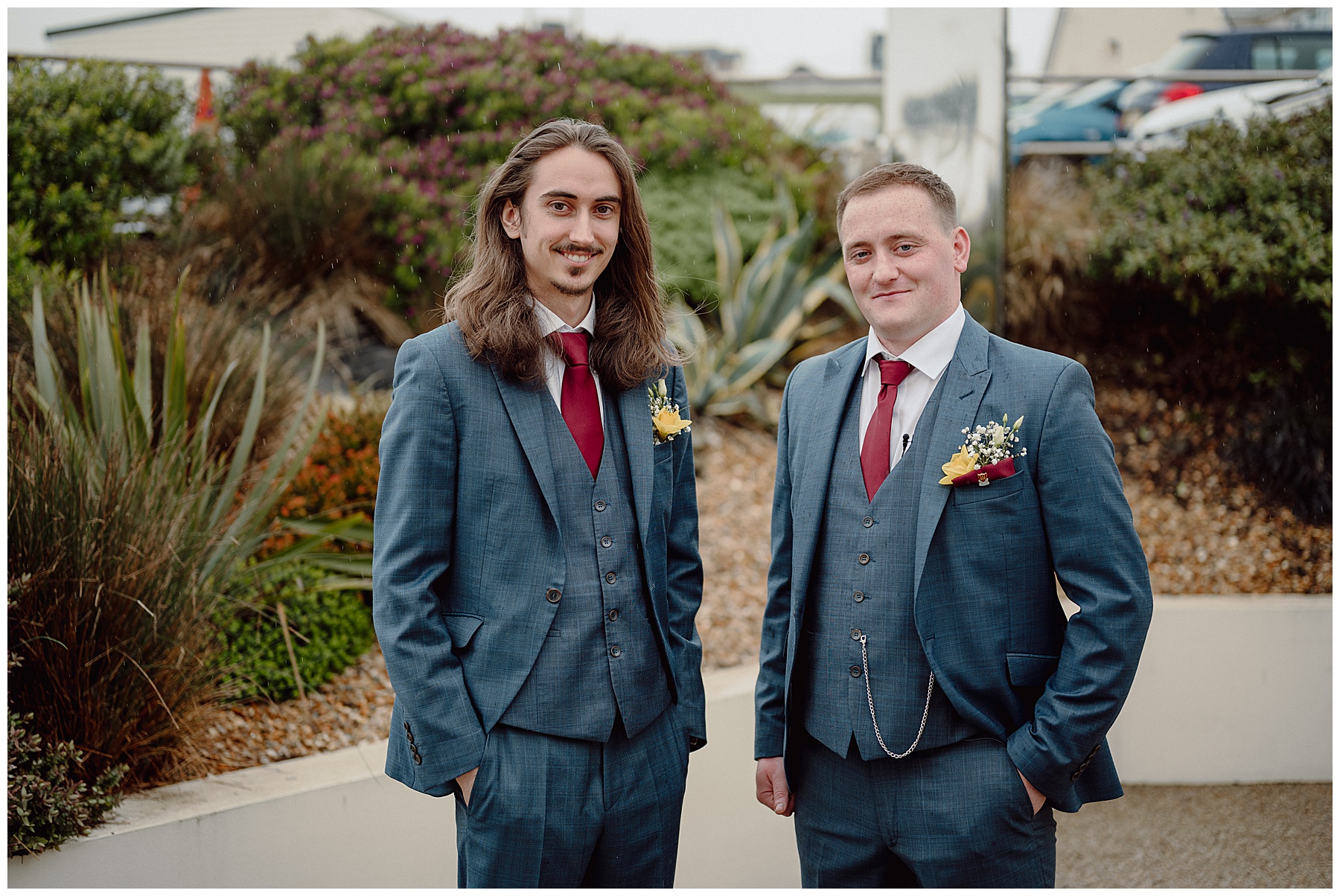 Groom and Best Man at Cliff Hotel Cardigan