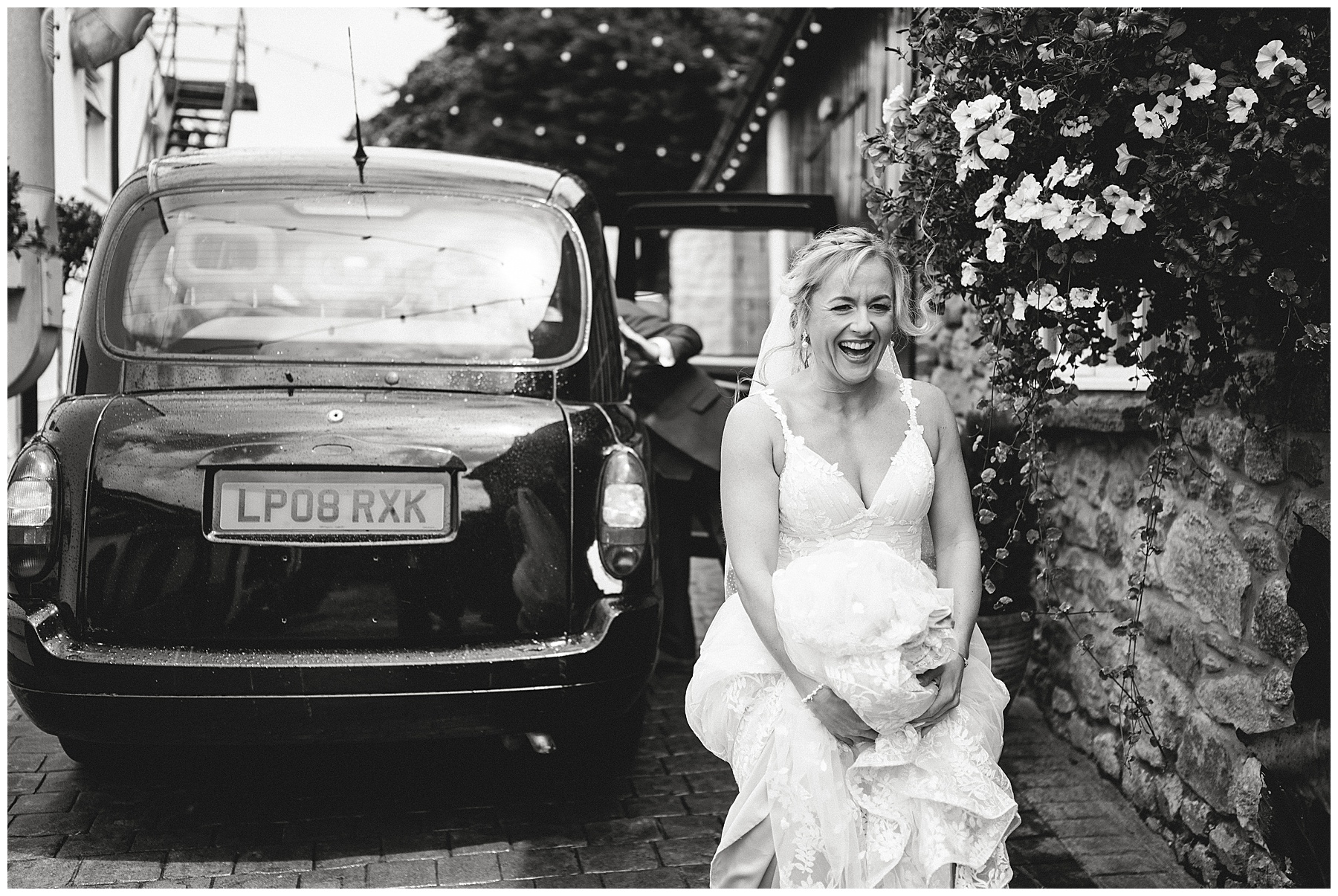 Bride Arriving in Taxi at King Arthur