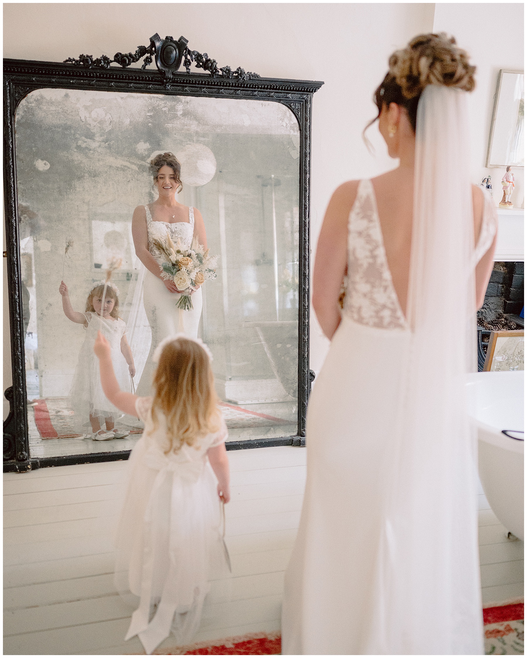 Bridal & Flower Girl in Mirror