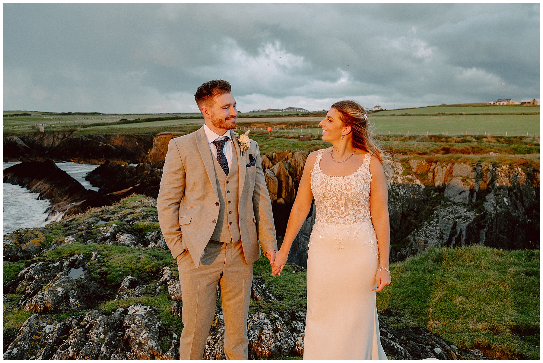 Sunset Wedding Photos on Cardigan Coast