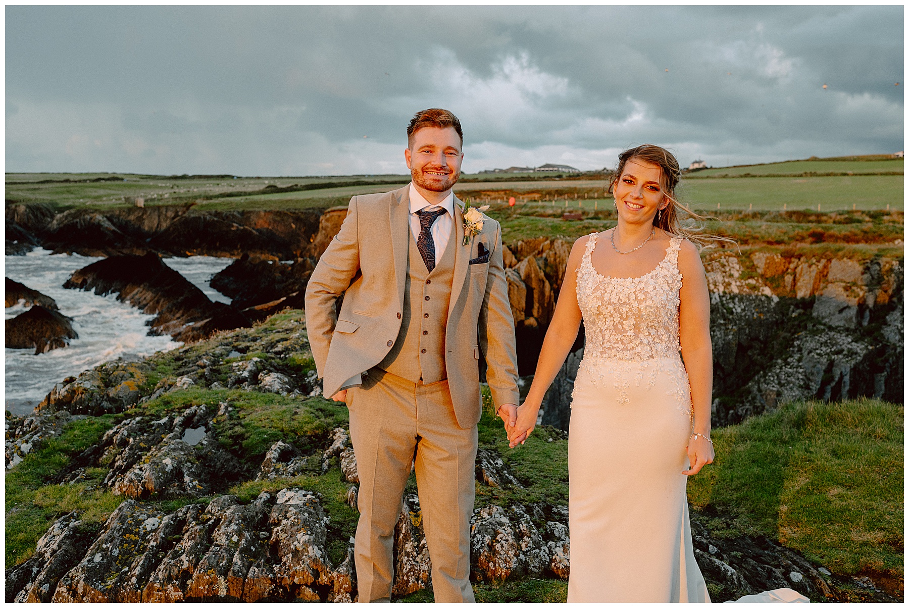 Sunset Wedding Photos on Cardigan Coast