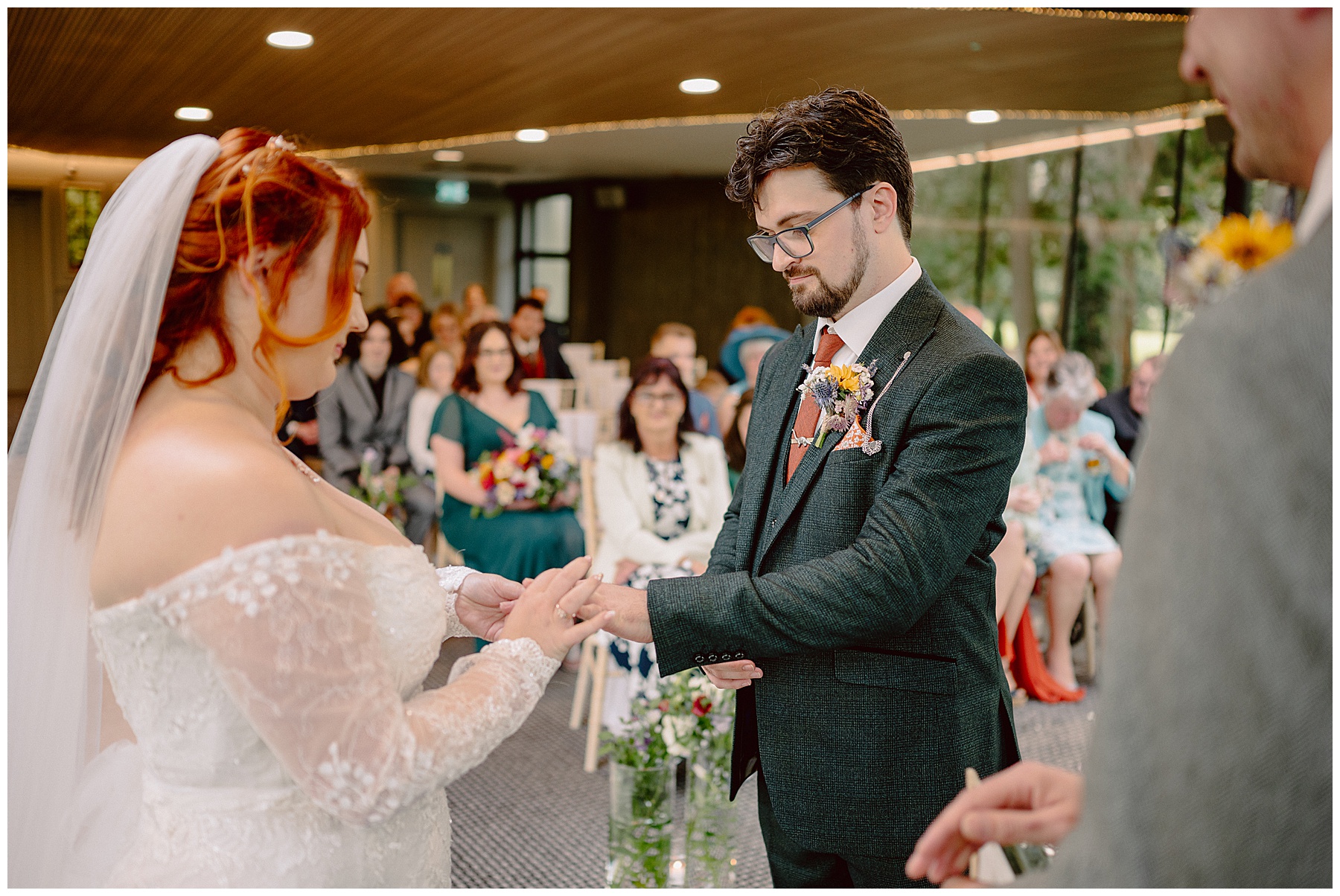 Exchanging Rings at Fairyhill Wedding