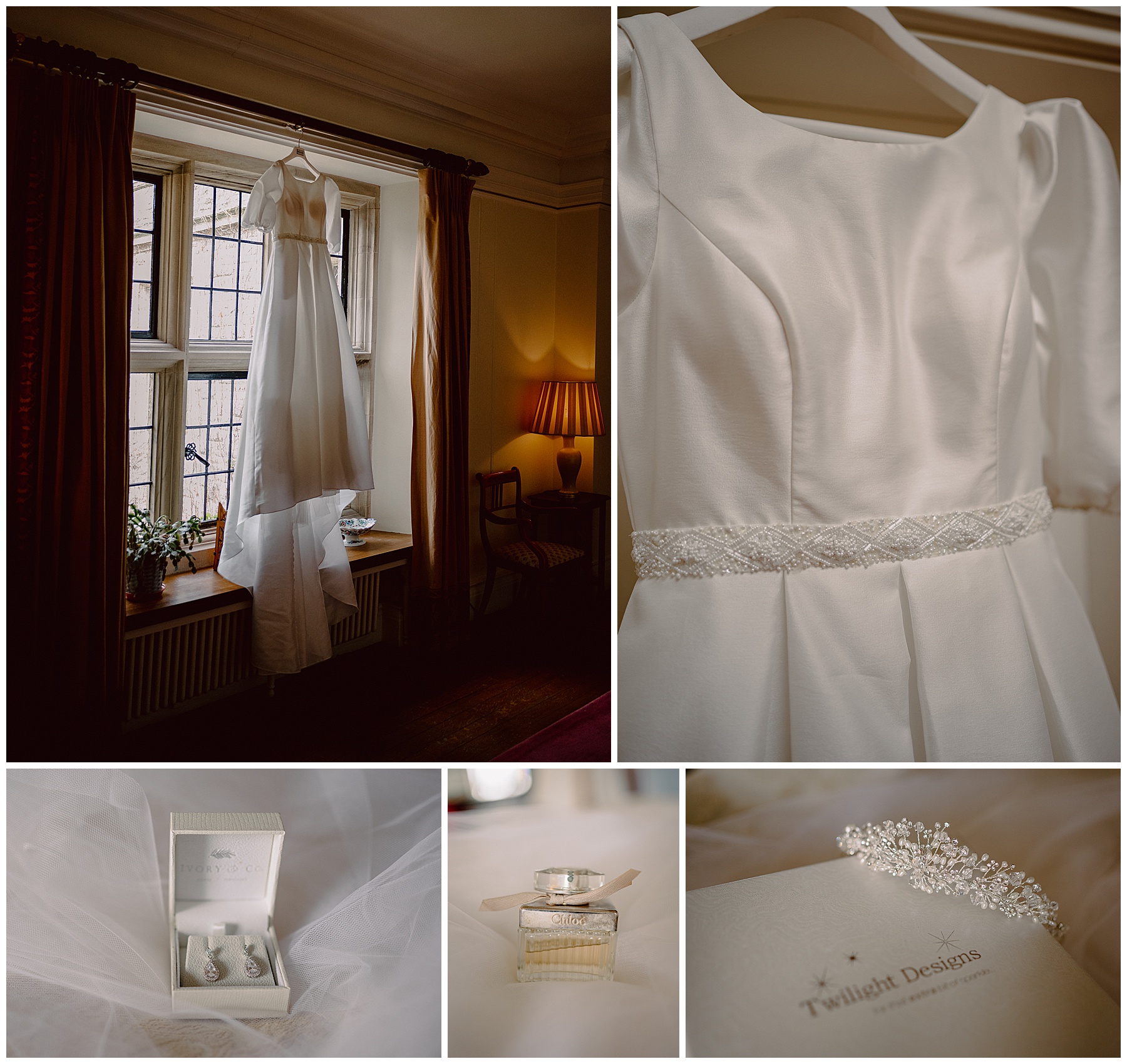 Wedding Dress Details at Llangoed Hall